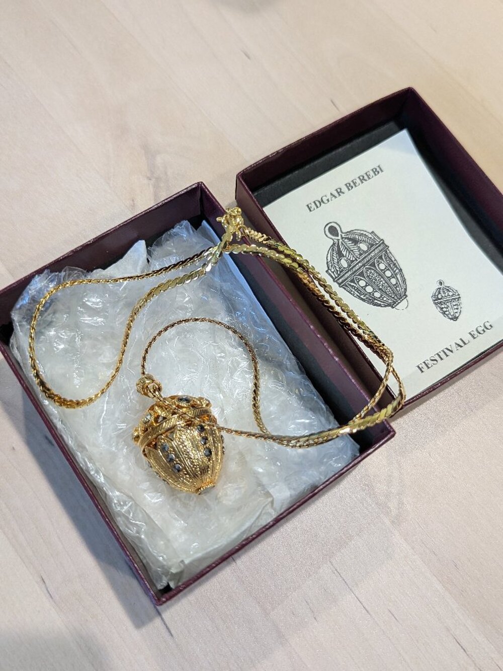 Vintage Edgar Berebi Festival Egg Pendant Necklace First Folio Edition